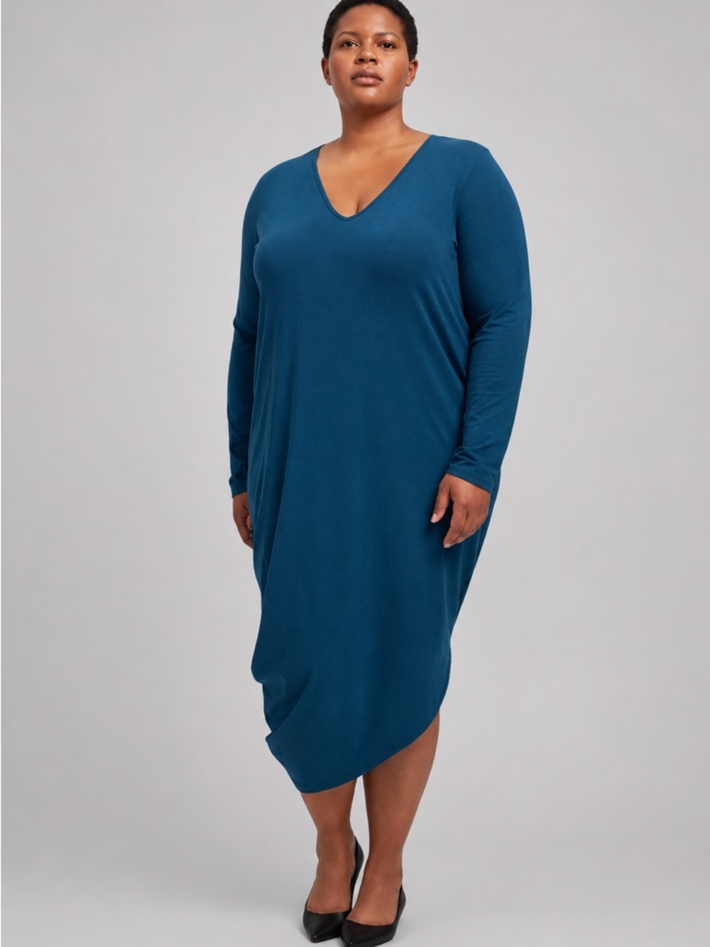 Universal Standard Teal Asymmetric Geneva Knit Dress